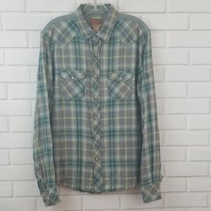 Vintage Red Plaid Pearl Snap Button Down Shirt